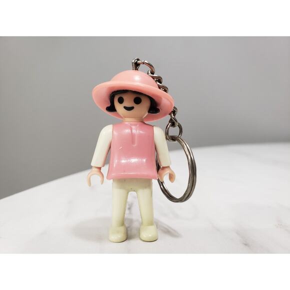 Playmobil Child In Pink Hat Keychain Figure Geobra 1981 Playmobil - Picture 1 of 4